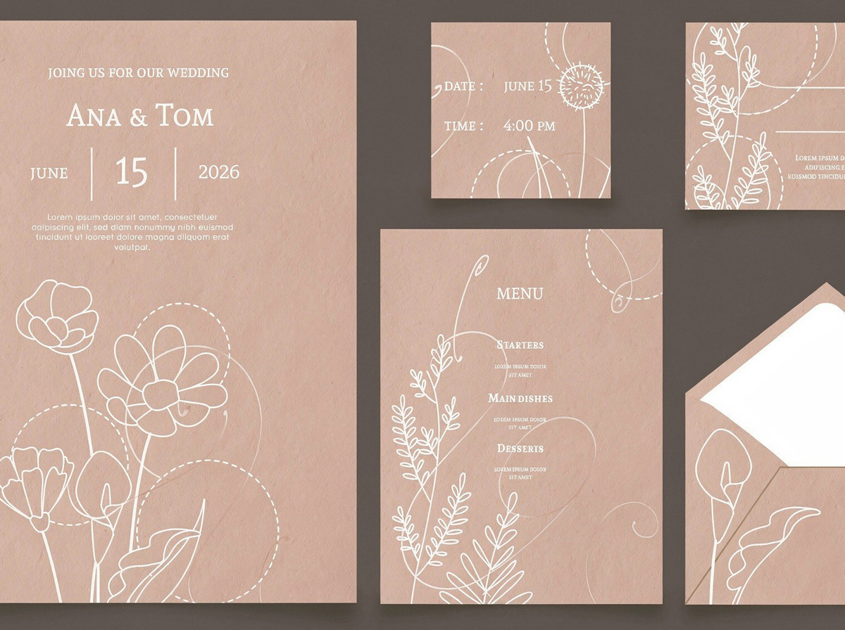 Cohesive wedding stationary blush pink 