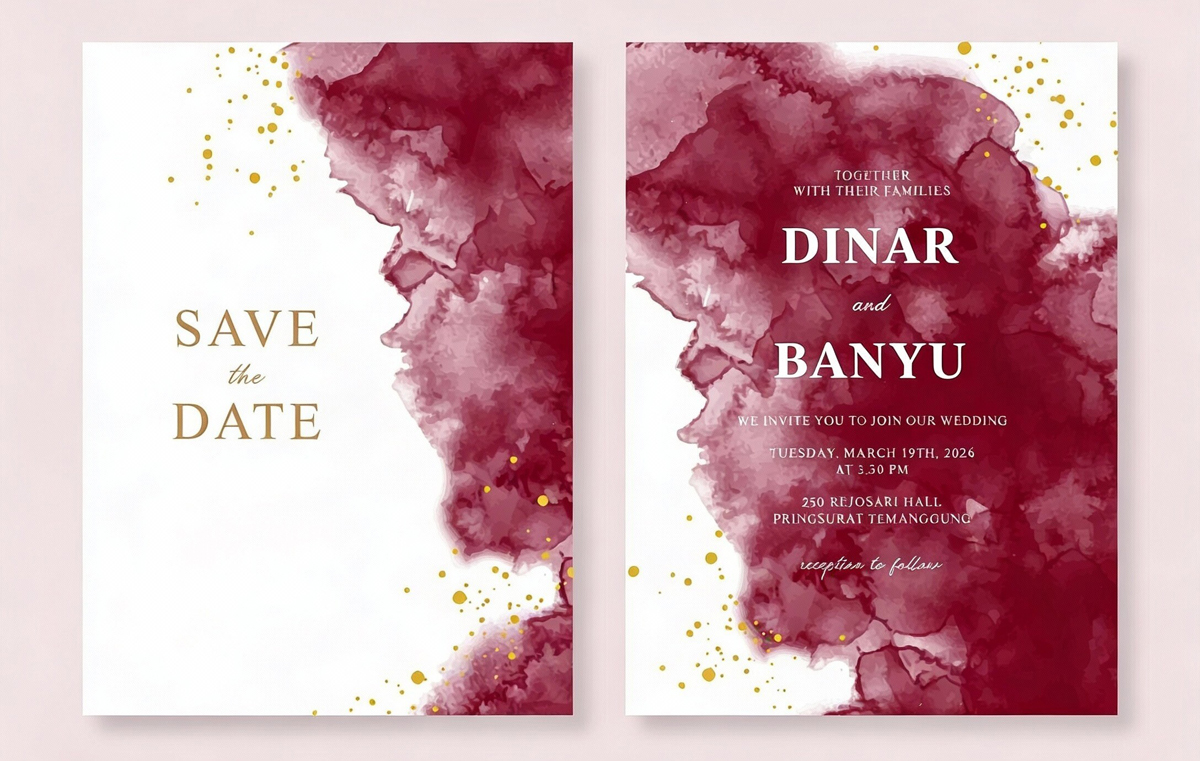 Burgundy wedding invite