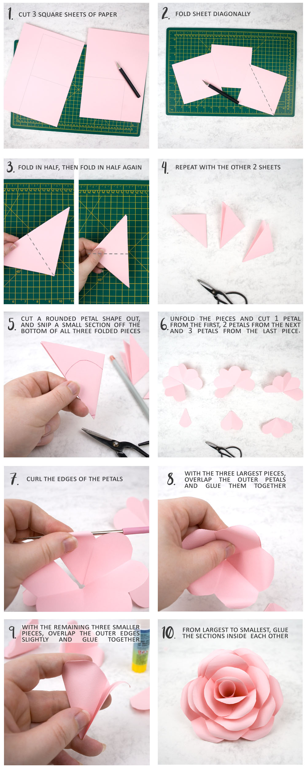 how to make paper roses step by step with pictures